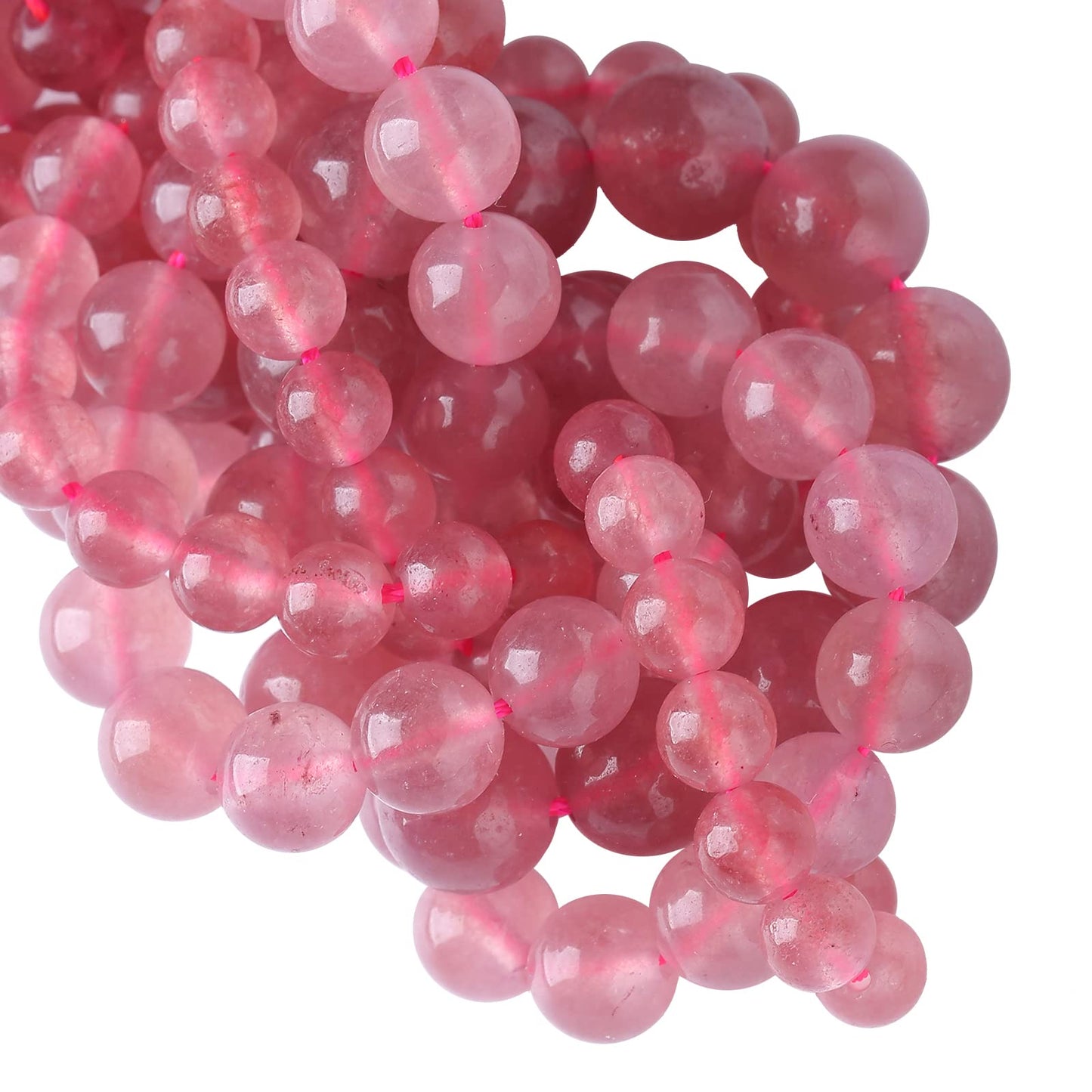 10MM 36PCS Natural Strawberry Quartz Crystal Jade Spacer Loose Beads for Jewelry Making DIY Bracelet Necklace