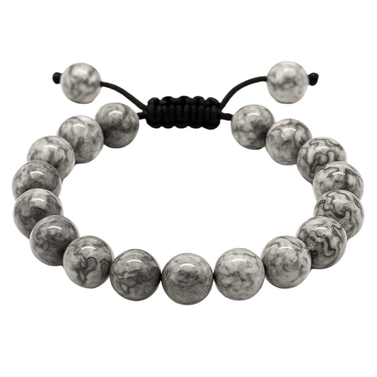 Amazing Gemstone Map Stone Bracelet for Women Men's Gifts - Protection Healing Crystal Bracelet - 8mm Gemstones Beaded Adjustable Bracelet Pulseras Para Hombres Mujer Stocking Stuffers