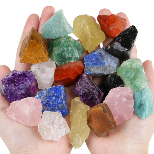 QINJIEJIE Assorted Raw Crystals Stones Bulk Gemstones Rocks Large 0.8-1.2" Raw Stone Wholesale Crystal for Tumbling Cabbing Fountain Decoration Polishing Reiki 10 Colors 0.88 lbs