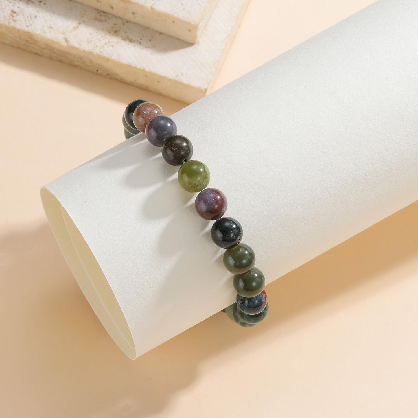 Udolfly Womens Crystal Beaded Bracelets for Women Men Protective Energy Bracelet Natural Gemstone Bead Bracelet 6mm Agate