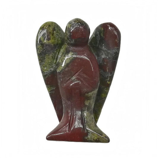 Afucats Natural Dragon Blood Jasper Healing Guardian Angel Indoor Decorative Stone,1.5 Inches Carving Pocket Palm Statue,Gift for Her Christmas Décor