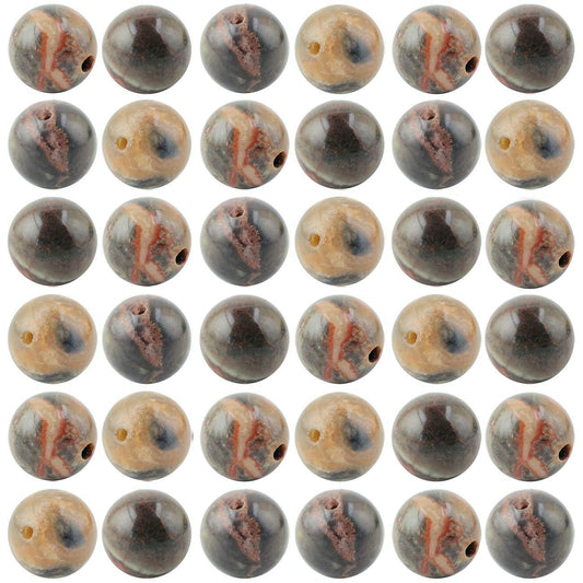 Natural Stone Beads 100pcs 6mm Ocean Jade Round Genuine Real Stone Beading Loose Gemstone Hole Size 1mm DIY Smooth Beads for Bracelet Necklace Earrings Jewelry Making (Ocean Jade, 6mm)