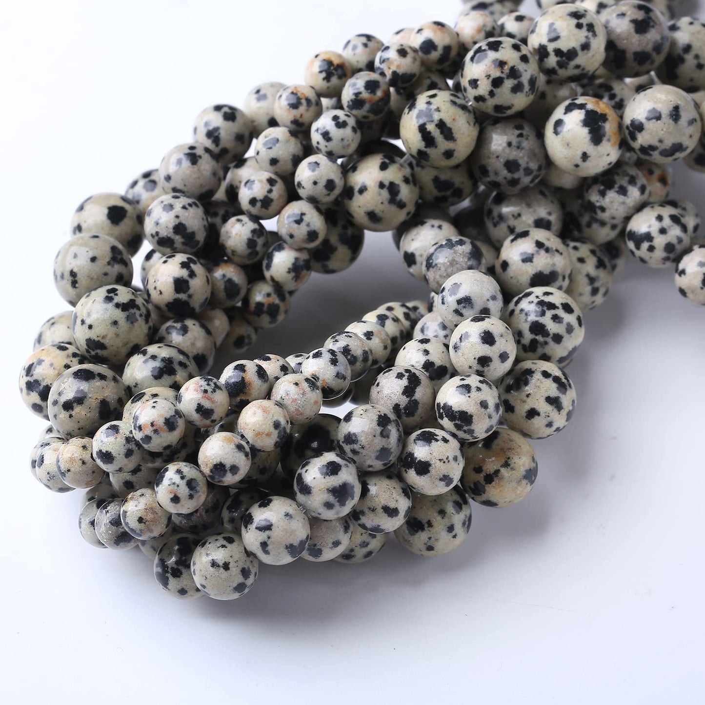 36PCS 10MM Natural Dalmatian Jasper Stone Beads Energy Healing Beads for DIY Jewelry Bracelet Necklace Making for Jewelry Making15Inch