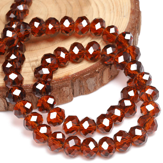 NITOPUPU 500pcs 6mm Crystal Glass Beads for Jewelry Making Faceted Rondelle Flat Beads for Bracelets Necklace Earrings DIY Crafts (Dark Amber Jade Crystal Bead)