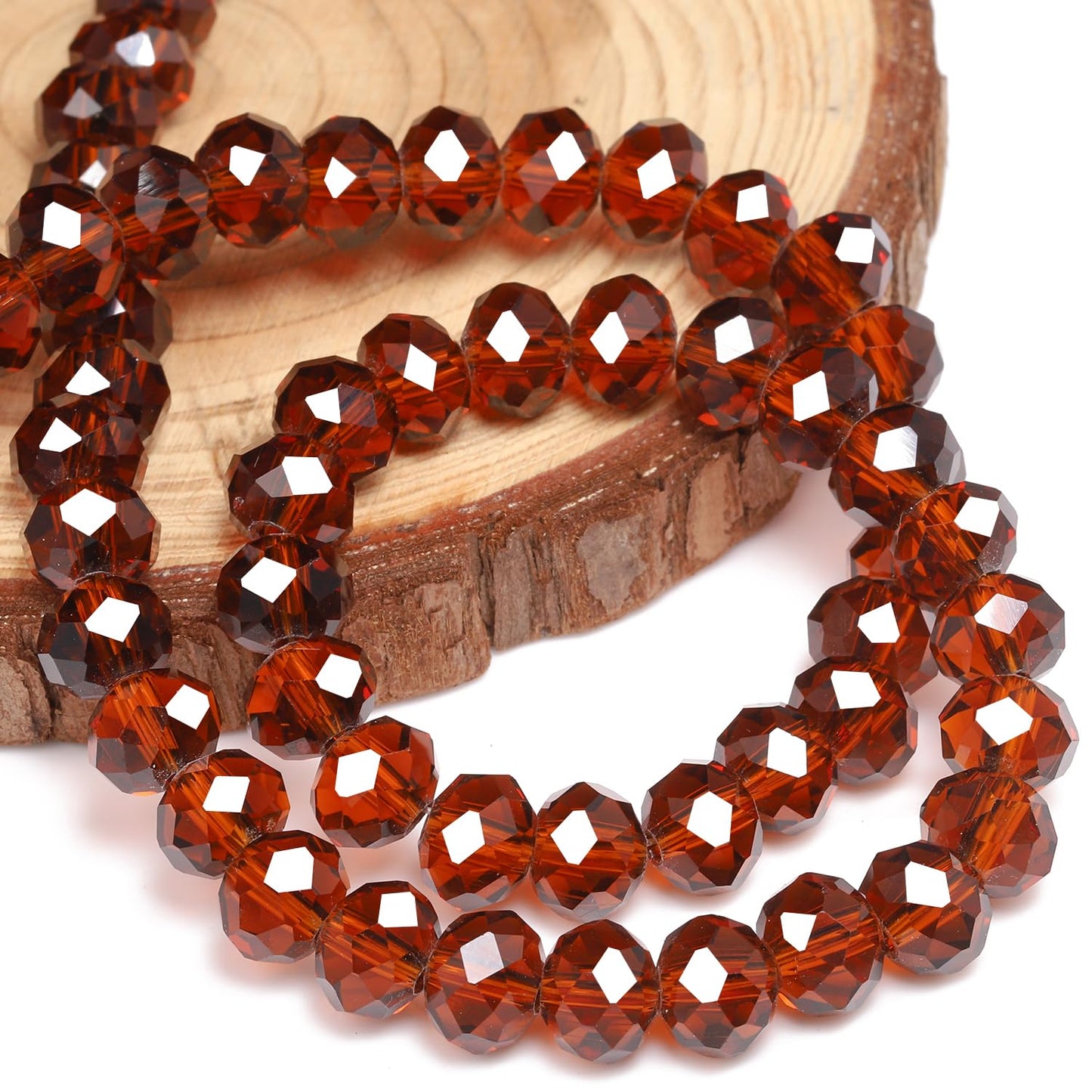 NITOPUPU 500pcs 6mm Crystal Glass Beads for Jewelry Making Faceted Rondelle Flat Beads for Bracelets Necklace Earrings DIY Crafts (Dark Amber Jade Crystal Bead)