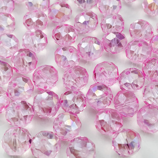 YHYPOCI 100pcs 8mm Crystal Glass Beads for Crafts Faceted Rondelle Glass Beads for Jewelry Making Crystal Spacer Beads for Necklaces Bracelets Earrings DIY Craft(Pink AB)