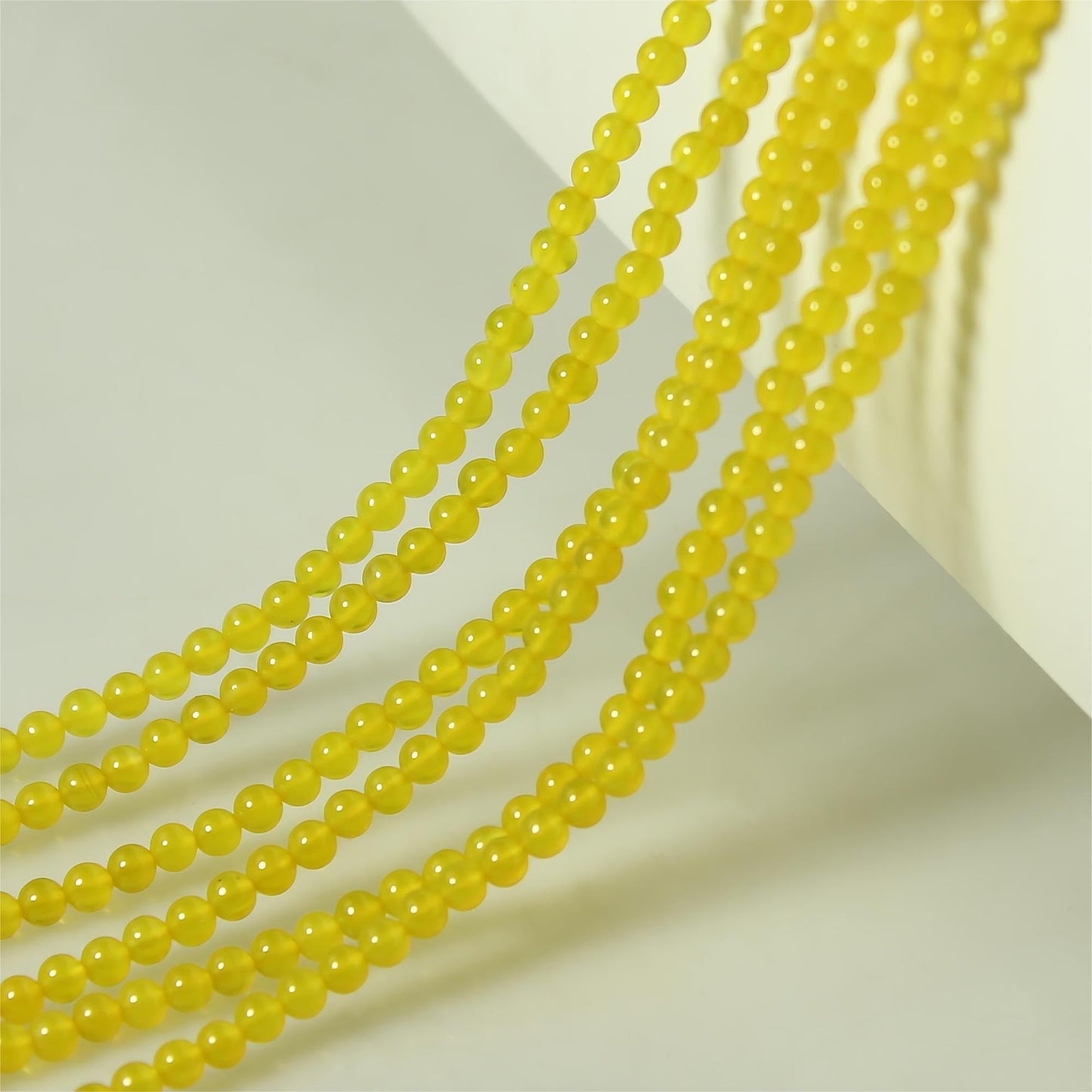 MJDCB 320pcs Natural Small Stone Beads 2mm Yellow Agate Round Smooth Loose Gemstone Bead for Jewelry Making Bracelets Earrings Necklaces Accessories