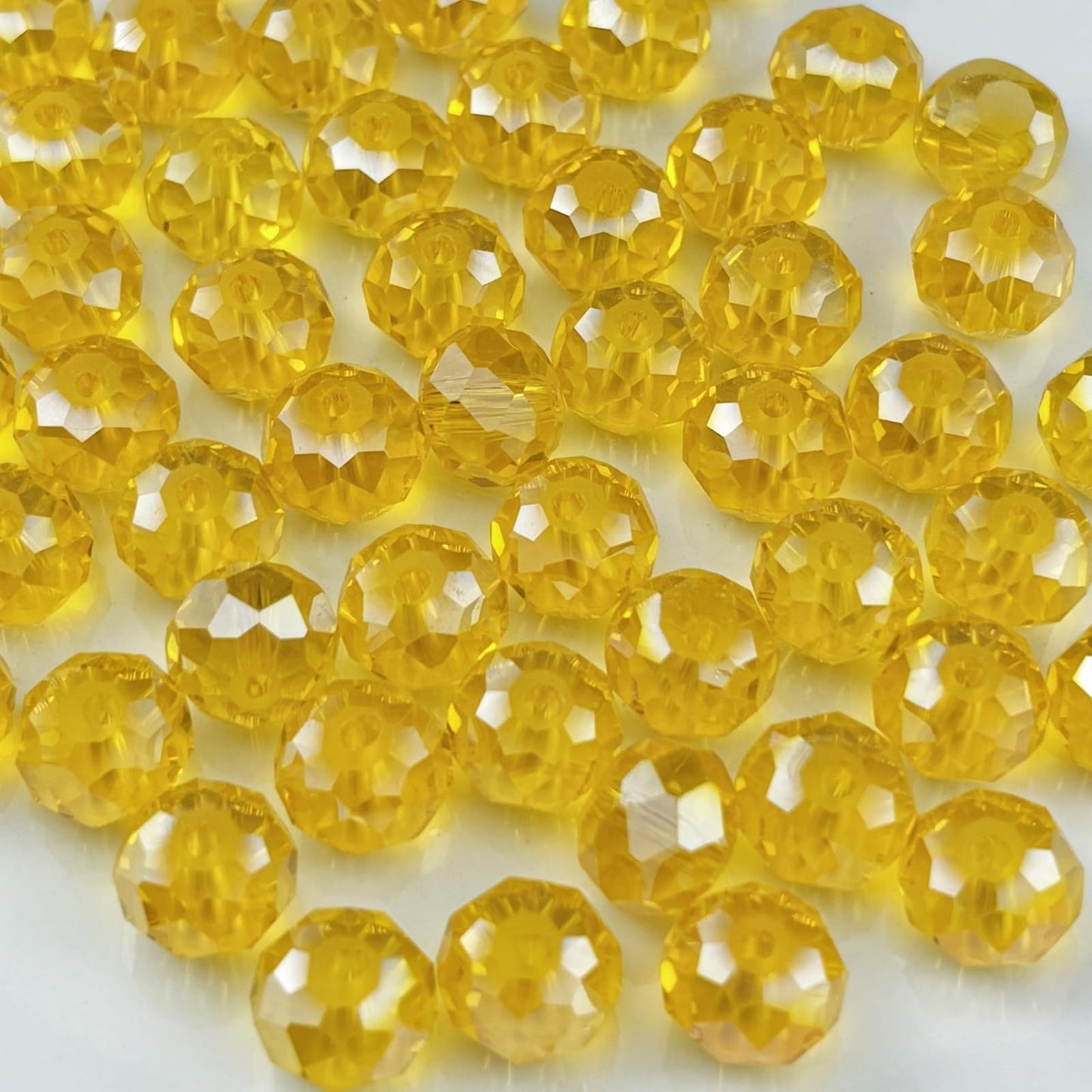 YHYPOCI 400pcs 4mm Crystal Glass Beads for Crafts Faceted Rondelle Glass Beads for Jewelry Making Crystal Spacer Beads for Necklaces Bracelets Earrings DIY Craft(Gold Yellow AB)