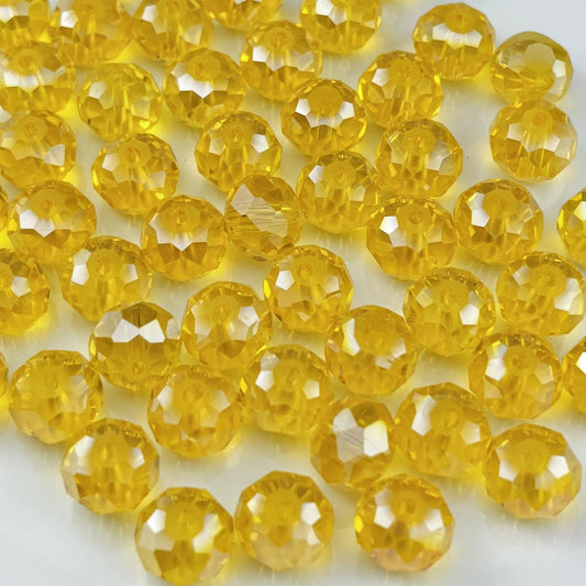 YHYPOCI 400pcs 4mm Crystal Glass Beads for Crafts Faceted Rondelle Glass Beads for Jewelry Making Crystal Spacer Beads for Necklaces Bracelets Earrings DIY Craft(Gold Yellow AB)