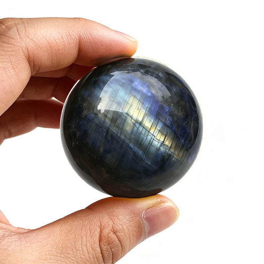 AierCrystal Natural Stone Crystal Sphere Feng Shui Home Decoration Ball Positive Energy Scrying Orb for Meditation Tool for Spiritual Space Purification Globe Diameter 4-5cm Labradorite Sphere