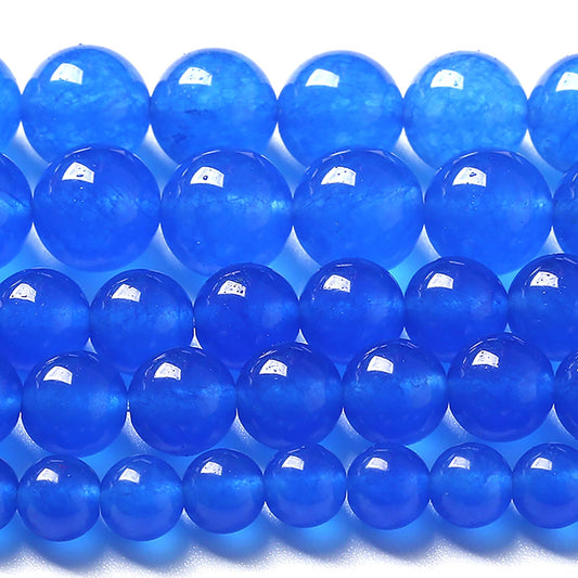 12MM Natural Purplish Blue Chalcedony Stone Beads Crystal Energy Round Loose Beads for Jewelry Making Bracelet 32pcs 15"