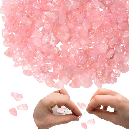 XIANNVXI Rose Quartz Beads, Natural Chip Stone Beads 400Pcs Crystal Bead 5-8mm Irregular Healing Crystal Loose Rocks for DIY Jewelry Making