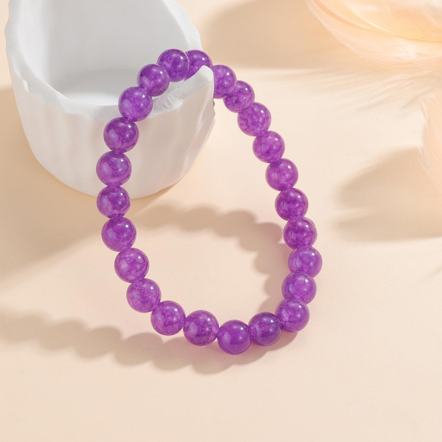 Udolfly Womens Crystal Beaded Bracelets for Women Men Protective Energy Bracelet Natural Gemstone Bead Bracelet 8mm Amethyst
