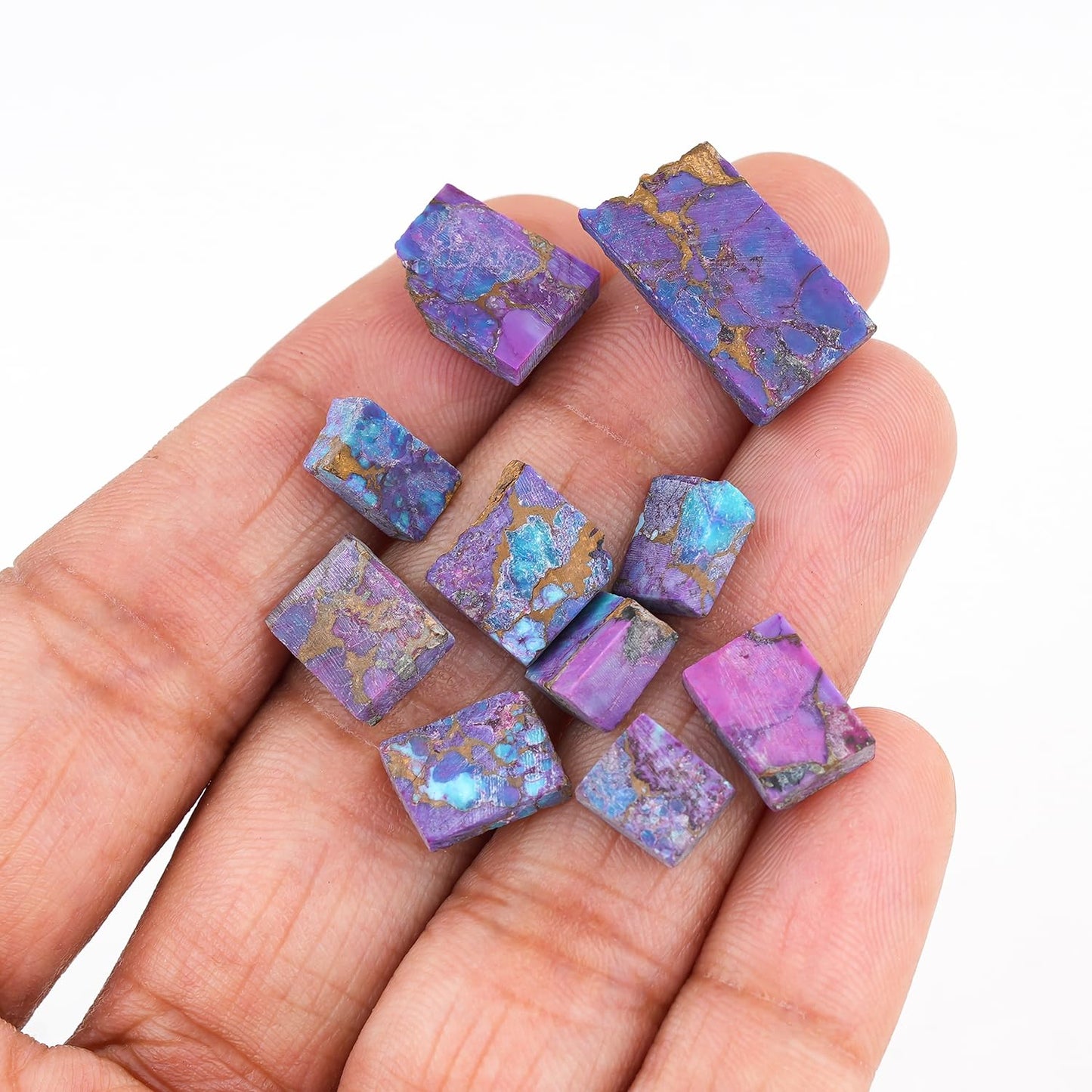 ColouredRocks (10pcs) PURPLE TURQUOISE (6-10 mm size) Raw Crystals, Raw Stones, Rough Gemstones, Jewelry Making Supply, Cabbing, Polishing, Cutting, DIY, Crafts