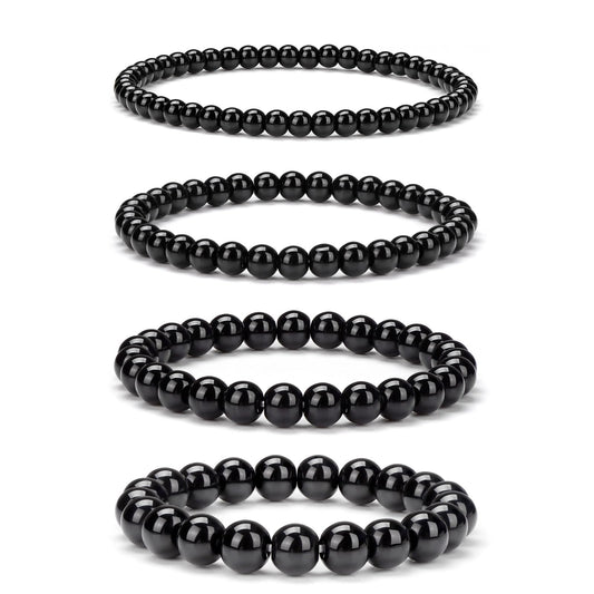 Vinswet 4pcs Beaded Bracelets for Women,Natural Healing Crystal Gemstones Bracelet,Anxiety Stress Relief Bracelet Handmade purple Jewelry Gifts for Women