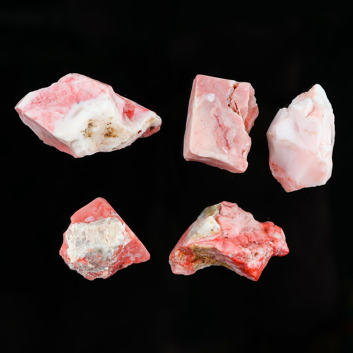 CRYSTALINES 5pcs Wholesale Natural Raw Pink Opal Gemstone, Untreated Rough Stone, Bulk Loose Supplies, DIY-Crafts, Jewelry Making, Chakra Healing Crystals, October Birthstone, Gem Collection