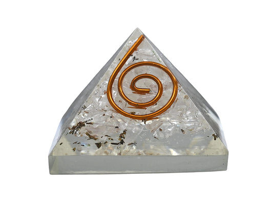 Amazing Gemstone Clear Quartz Orgone Pyramid - 30mm Small Orgonite Pyramids with Crystals and Healing Stones - Authentic Organite Gifts