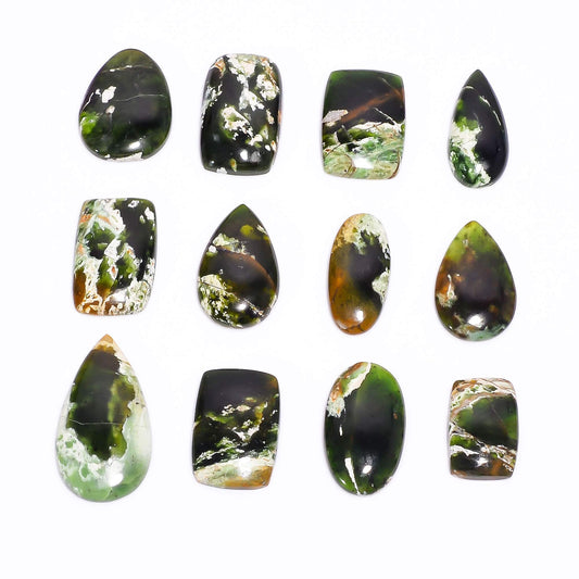 GEMKORA™ 4 to 5pcs Natural Chrome Chalcedony Gemstone Wholesale Cabochons Lot, Jewelry Making Loose Gemstone, Polished Specimen, DIY, Wire Wrapping, Reiki, Healing Crystals, Bulk Gemstone Deal