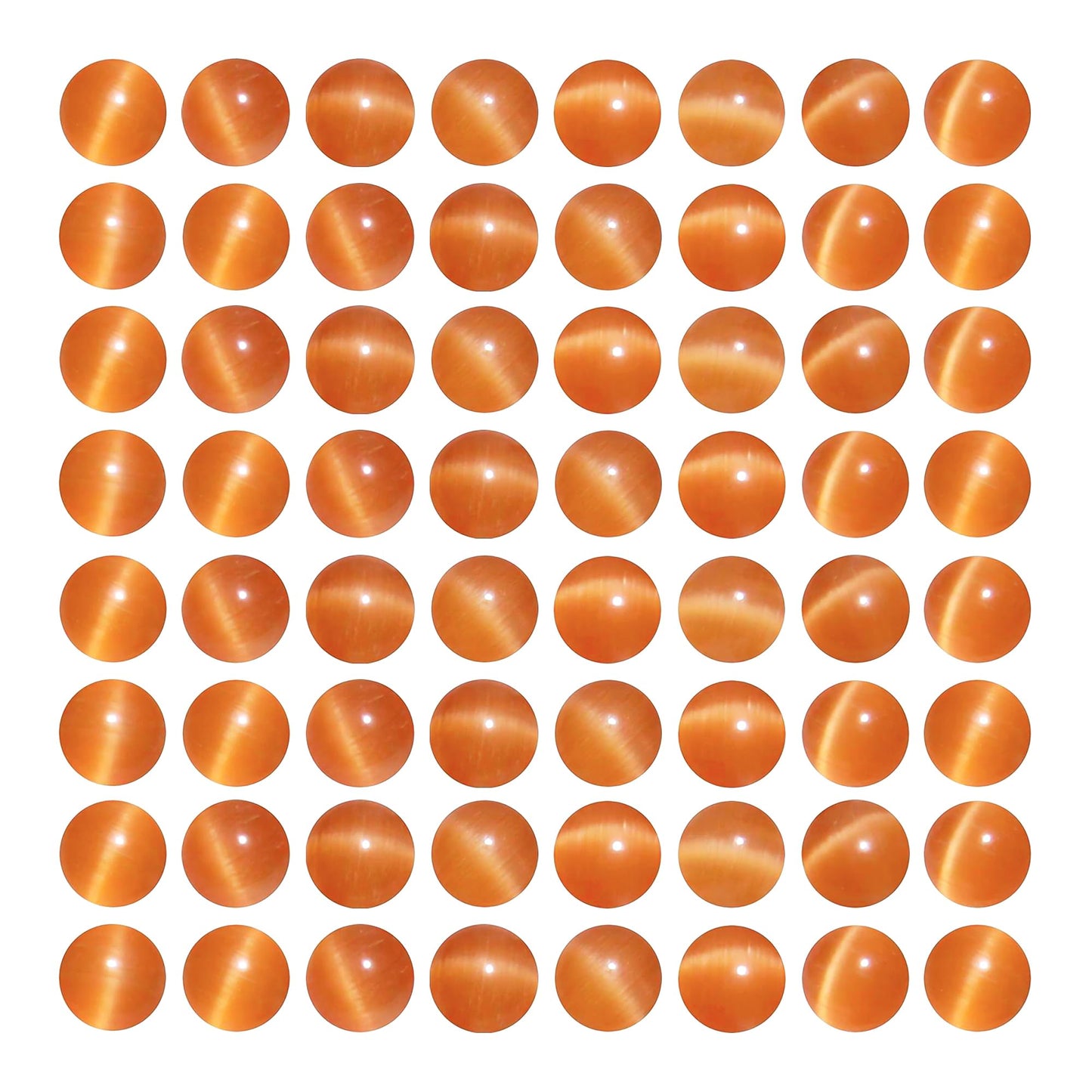 MJDCB 60pcs Orange Cat Eye Stone Beads 6mm Round Crystal Loose Bead for Jewelry Making DIY Bracelets Necklace Accessories