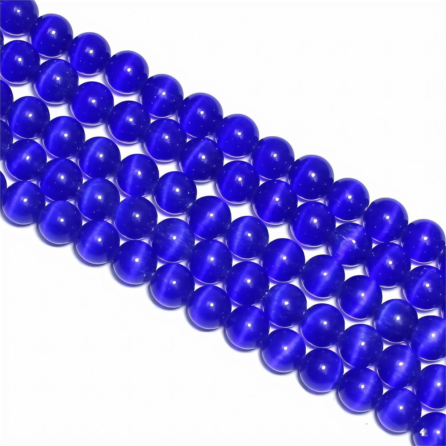 MJDCB 135pcs Sapphire Blue Cat Eye Stone Beads 8mm Round Crystal Loose Bead for Jewelry Making DIY Bracelets Necklace Accessories