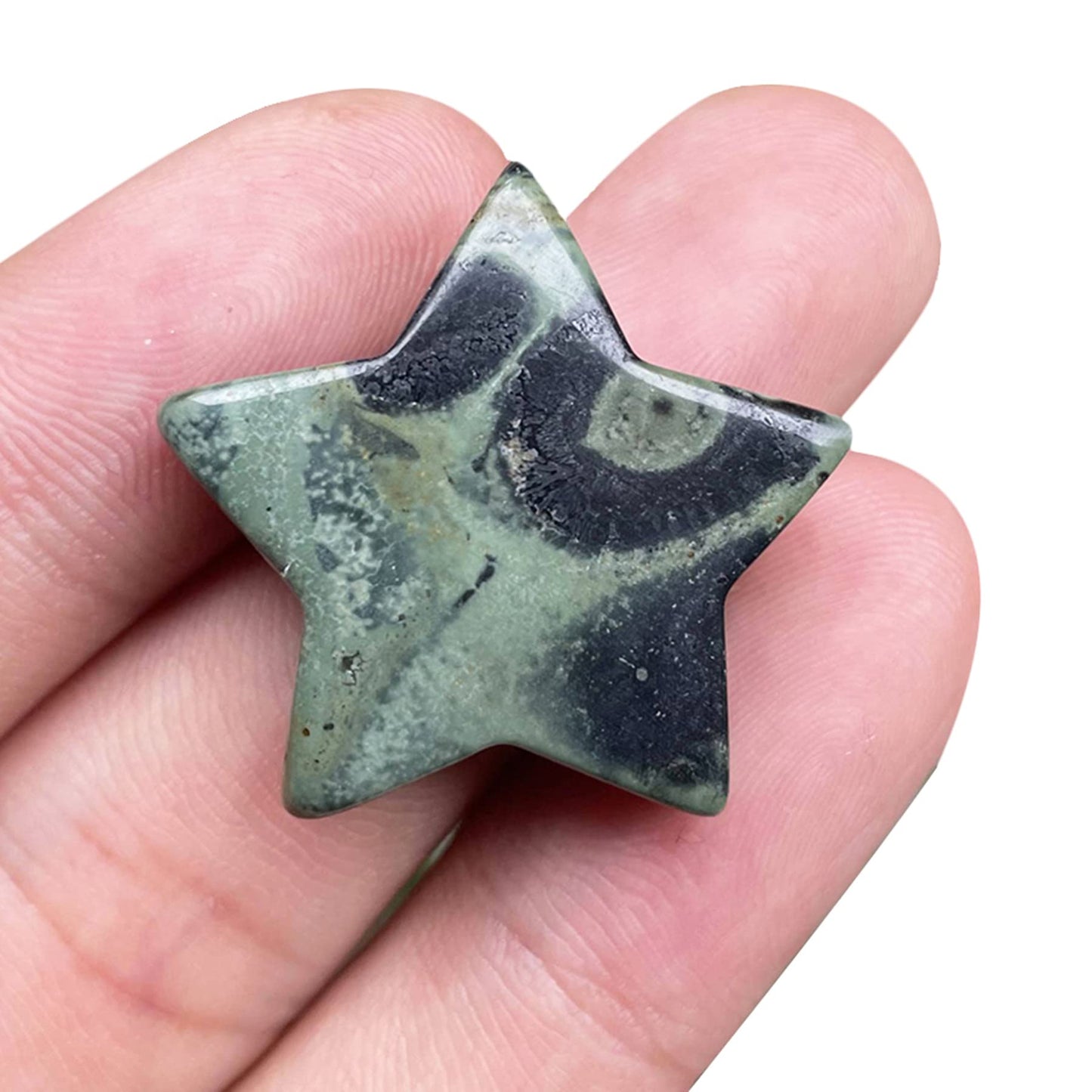 Fekuar Kambaba Jasper Crystal Star Chakra Stones for Reiki Healing Yoga Balance Meditation Polished Mini Pocket Palm Stone 1 Inch (30mm)