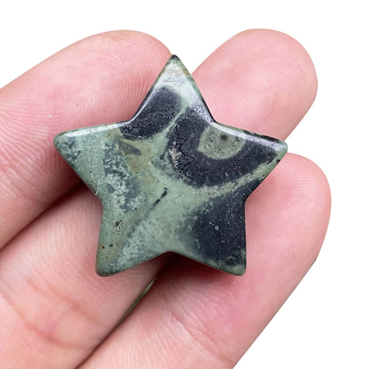 Fekuar Kambaba Jasper Crystal Star Chakra Stones for Reiki Healing Yoga Balance Meditation Polished Mini Pocket Palm Stone 1 Inch (30mm)