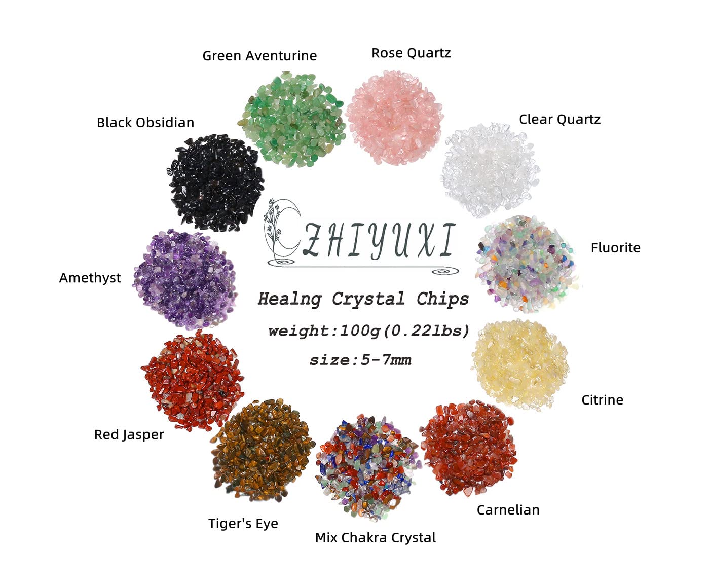 ZHIYUXI Tigers Eye Crystal Vase Filler Crystal Chips Stone for Decoration Succulent Plants Vase Fish Tank Gravel Crushed Crystals Chips Gemstone Polished Healing Crystals Quartz Home Decor Gem Stones