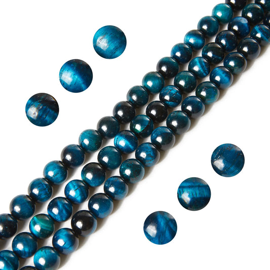 100pcs 10mm Aquamarine Tiger Eye Beads Natural Gemstone Beads Round Loose Beads for Jewelry Making