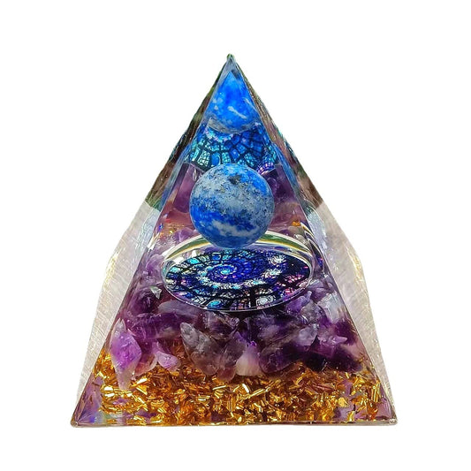 ycyingcheng Moonstone Crystal Orgone Pyramid Ogan Crystal Energy Tower, Nature Reiki Chakra Crushed Stone Jewelry, Crystal Pyramid for Home Decor (Crystal Pyramid-16)
