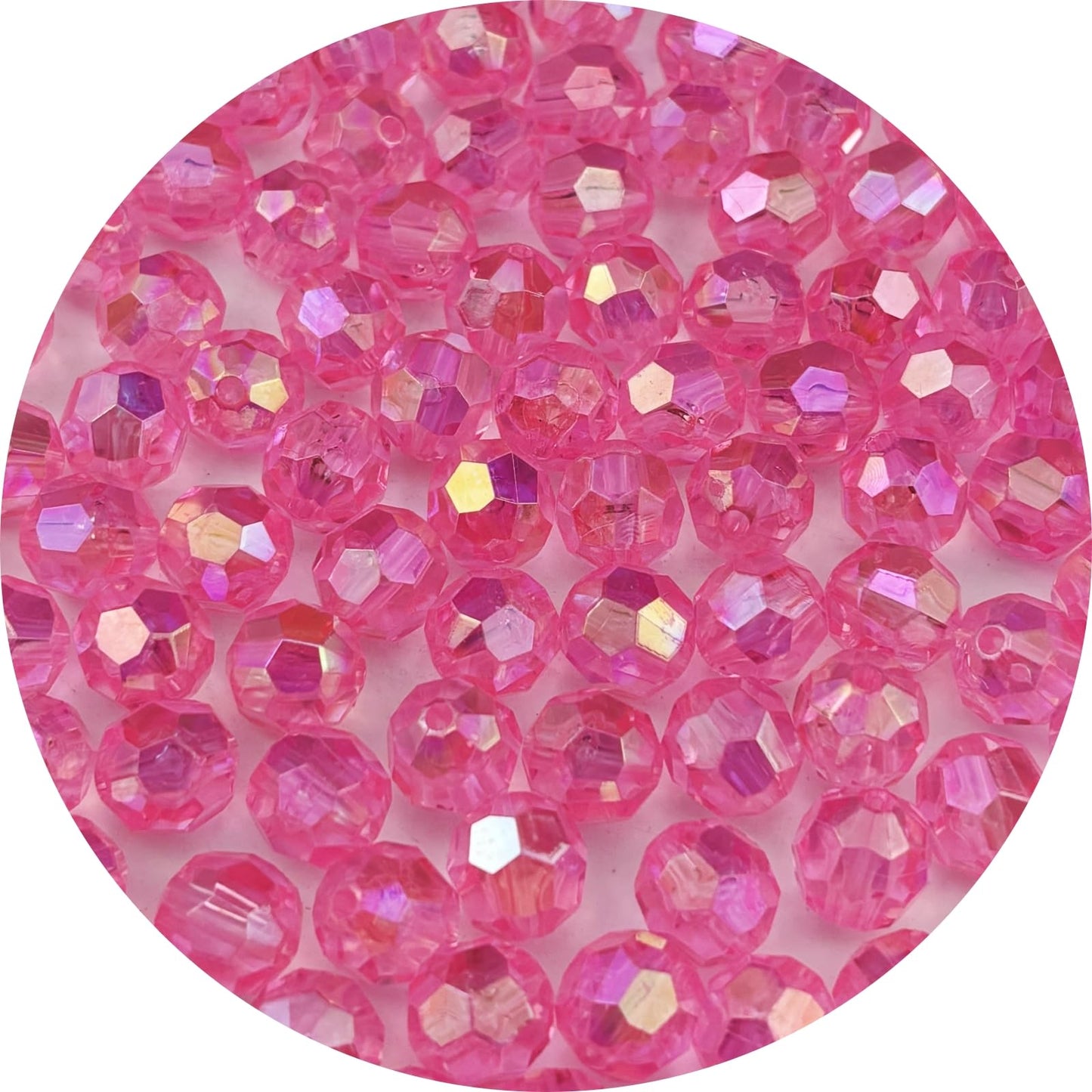 Pinhoollgo 1000pcs 6mm Acrylic Faceted Round Beads AB Colors Glossy Acrylic Beads Round Spacer Beads with Hole for DIY Bracelet Necklace Jewelry Making Supplies Handmade Craft(Dark Pink AB)