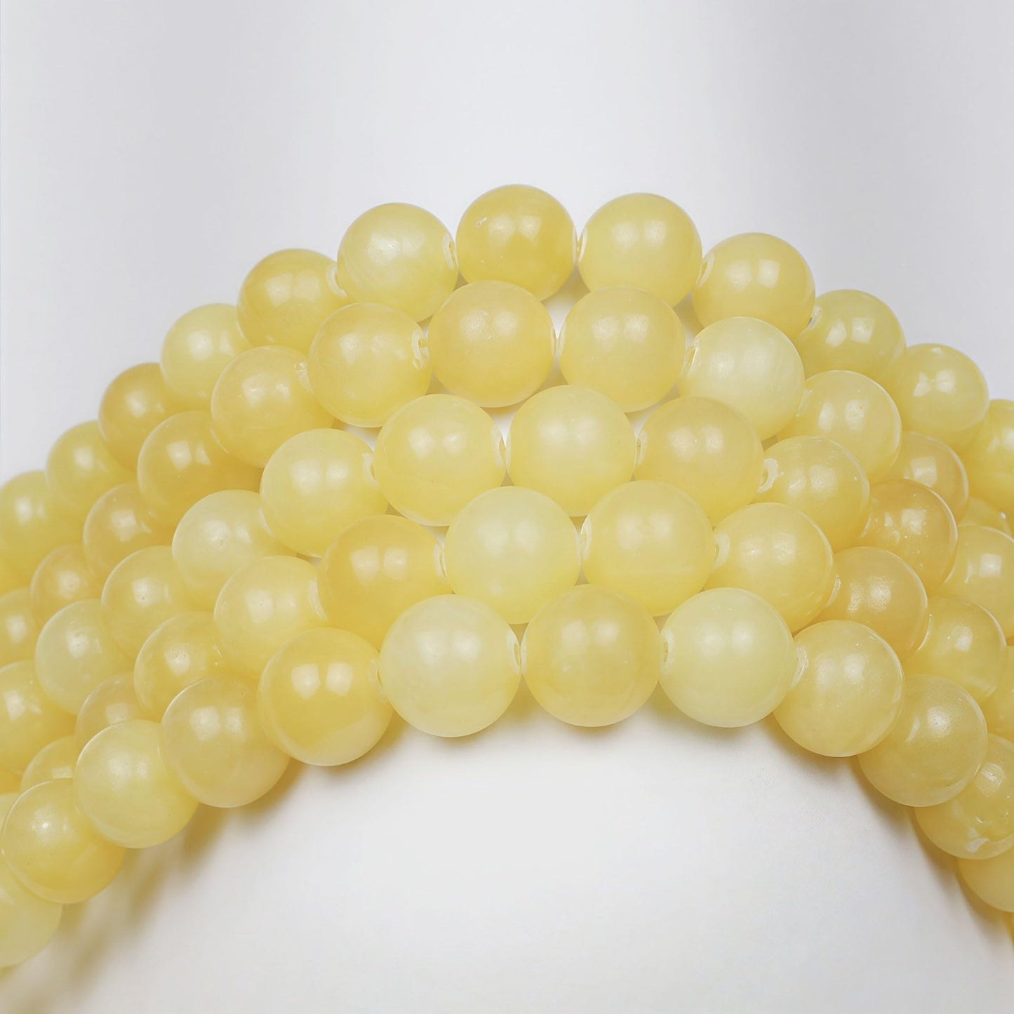 MJDCB Natural Yellow Marble Jade Round Stone Beads for Jewelry Making DIY Bracelet Necklace (8mm)