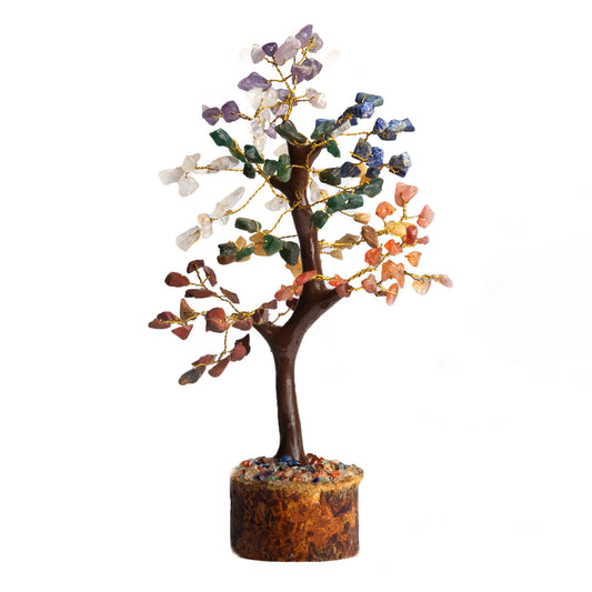Wonder Care WC 7 Chakra Tree for Positive Energy Home Decorations and Healing Crystal Tree with M-Seal & Golden Wire | Money Tree | Crystal Decor | Multi Crystal | Feng Shui Decor (150 Beads)