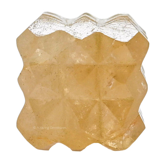 Amazing Gemstone Citrine Crystal Cube with 54 Pyramid - 1" Mini Lemurian Pyramid Cube Figurine of Natural Stone Pyramid for Meditation, Reiki, Chakra Balancing Vastu Pooja and Crystal Grids