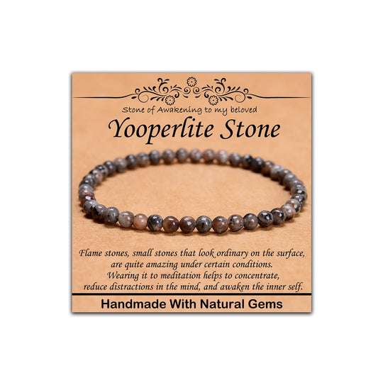 CHCCOYE 4mm Natural Healing Gemstone Bracelet Handmade Yoga Stretch Elastic Bracelet Stress Relief Crystal Jewelry for Men and Women (4mm,Yooperlite Stone)