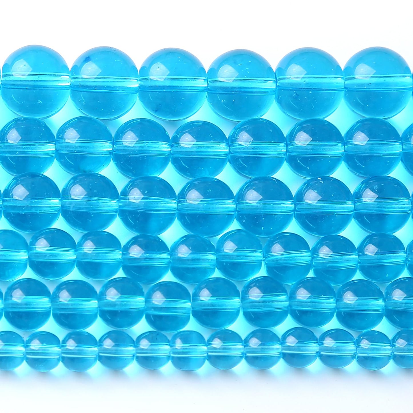 zhovmylo 4MM Lake Blue Glass Beads Natural Gemstone Round Loose Stone Beads for Jewelry and Bracelets Making 180pcs 2 Strands 32"