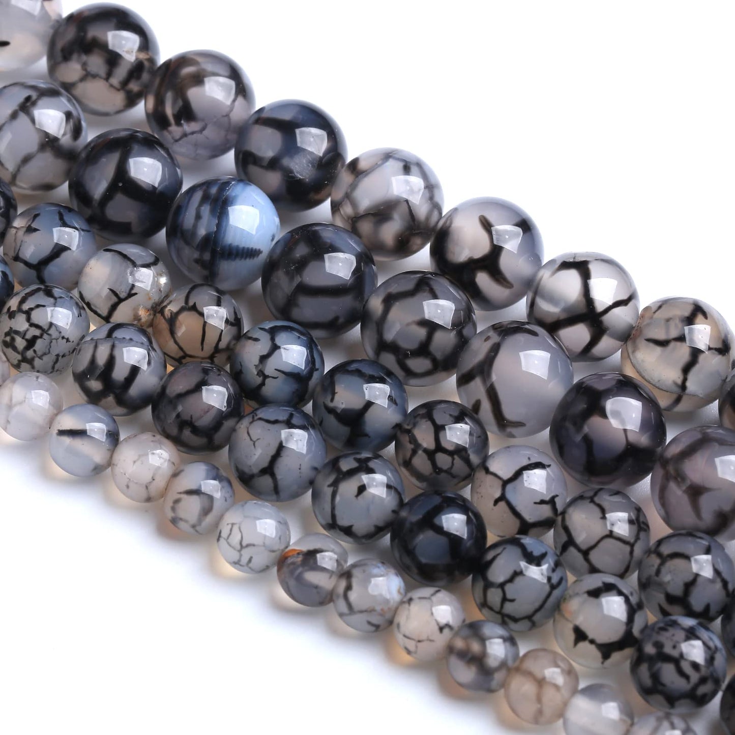8MM 45PCS Natural Stone Black Dragon Vein Agate Beads for Jewelry Making DIY Bracelet