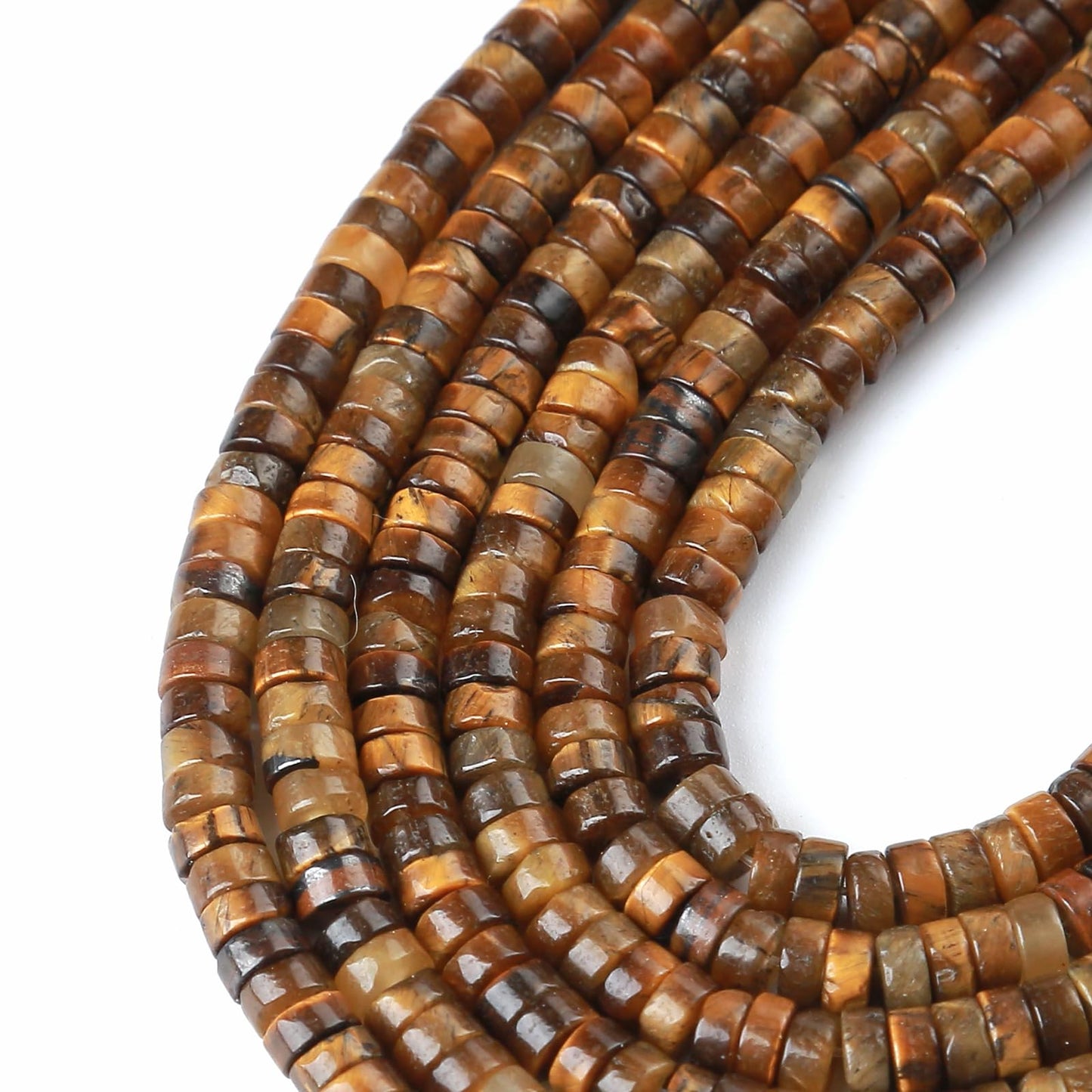 2x4MM 150PCS Yellow Tiger Eye Tube Cylinder Rondelle Abacus Disk Spacer Loose Beads for Jewelry Making