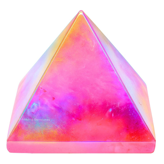 Amazing Gemstone Angel Aura Rose Quartz Pyramid Crystal Healing Stones - 1" Great Pyramid Figurine of Natural Stone Pyramid for Meditation, Reiki, Chakra Balancing and Crystal Pyramids Grid