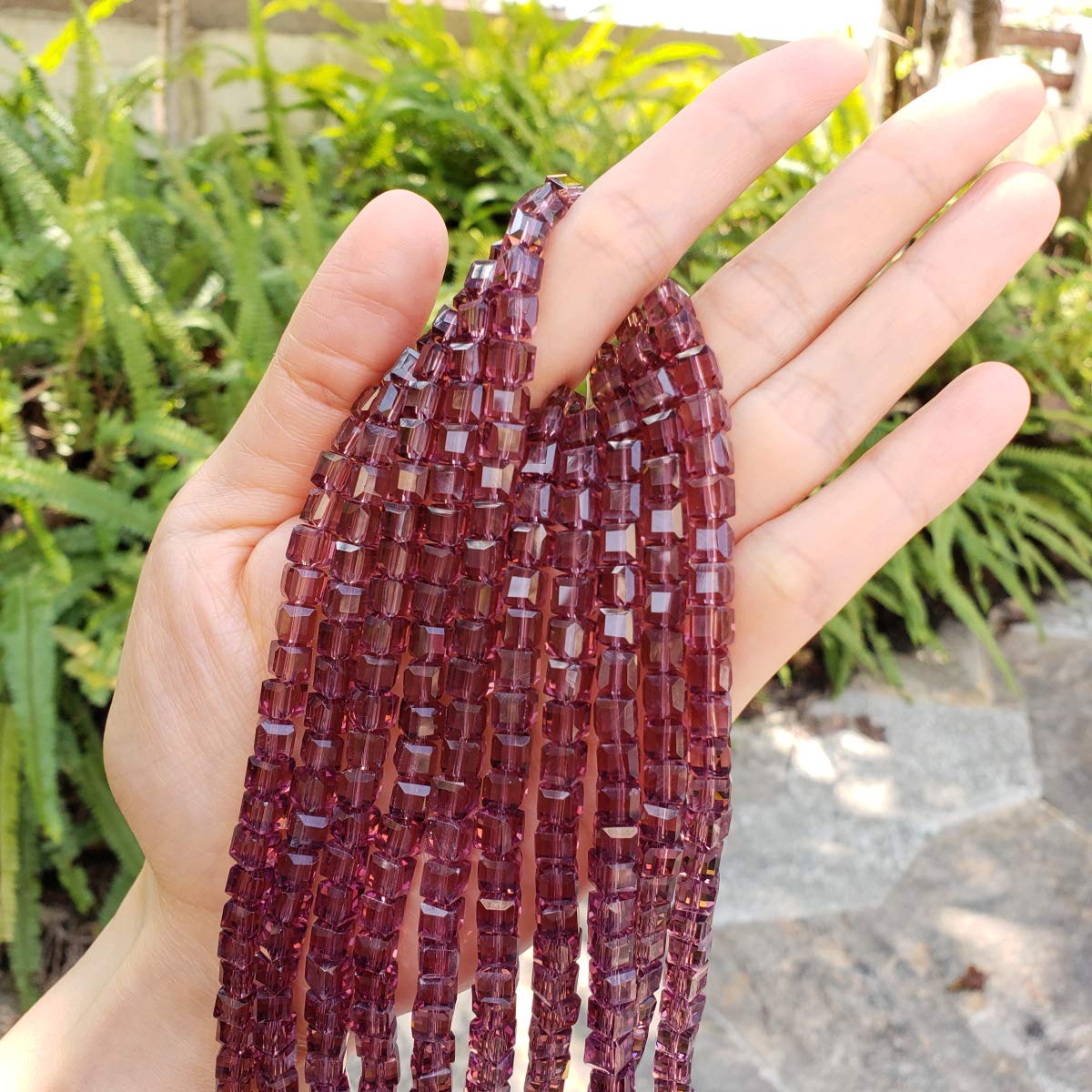 200pcs Czech Faceted Cube Crystal Glass Loose Beads Spacer Bulk 6mm (0.24 Inch) Burgundy Red for DIY Jewelry Craft Making CCC611