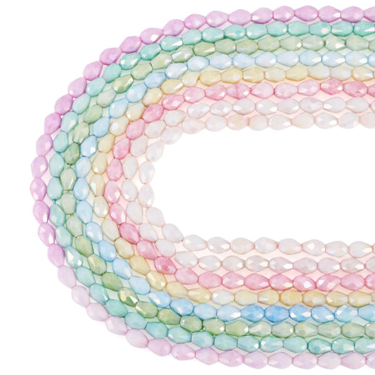 Elecrelive 360Pcs 8mm Faceted Teardrop Glass Beads 8 Colors Assorted Crystal Loose Beads for Bracelet Necklace Jewelry DIY Crafts Supplies