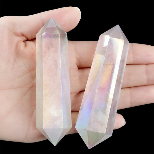 YATOJUZI 3.5" Healing Crystals Wand Electroplating Clear Quartz Crystals and Healing Stones Large Hexagonal Electroplating Crystal Points for Meditation Divination Reiki Energy Balancing 1PCS