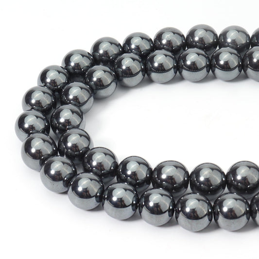 Siomia 45pcs 8mm Natural Black Hematite Beads Energy Healing Crystal Round Loose Stone Beads for Jewelry Making, DIY Bracelets Necklaces