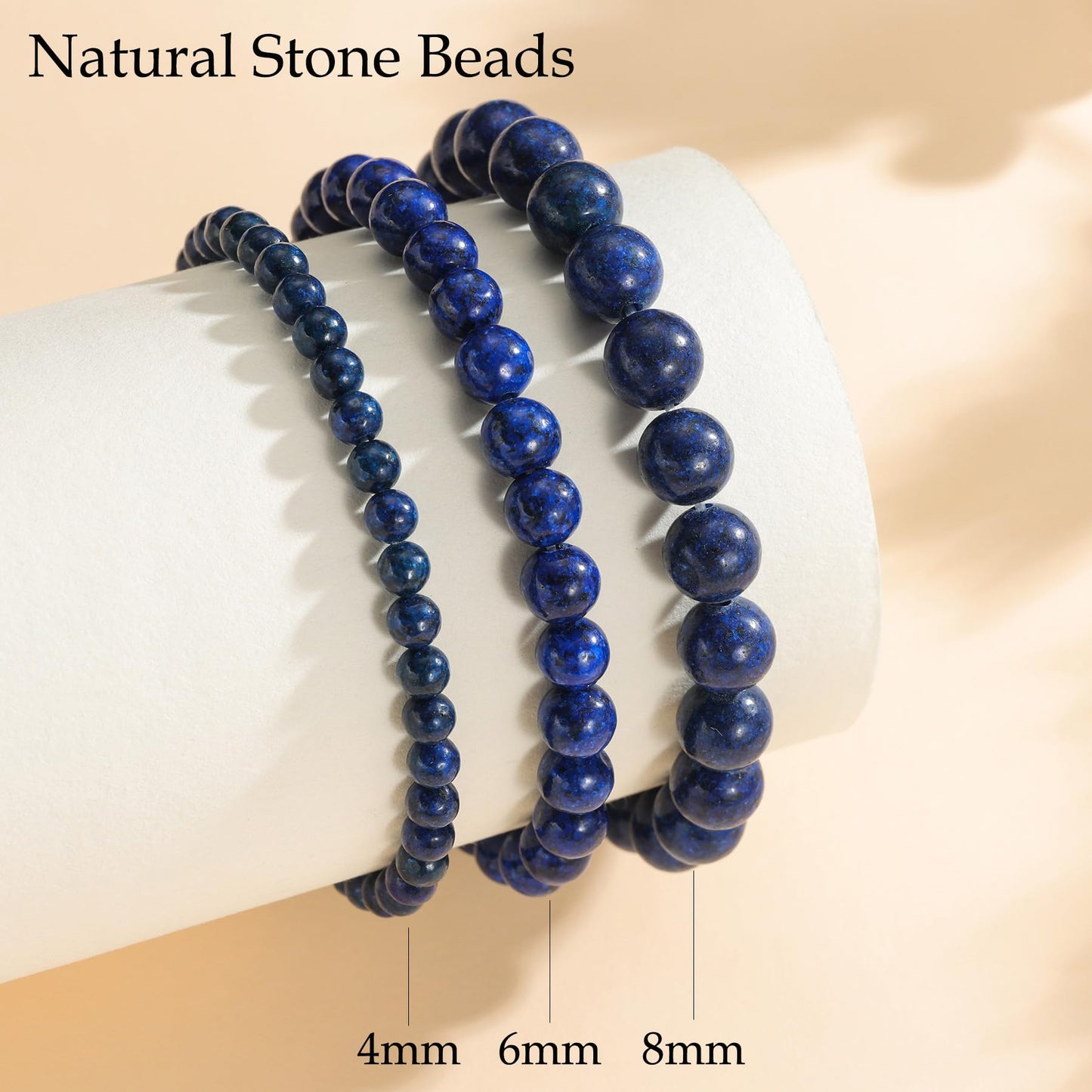 Udolfly Womens Crystal Beaded Bracelets for Women Men Protective Energy Bracelet Natural Gemstone Bead Bracelet 6mm Lapis