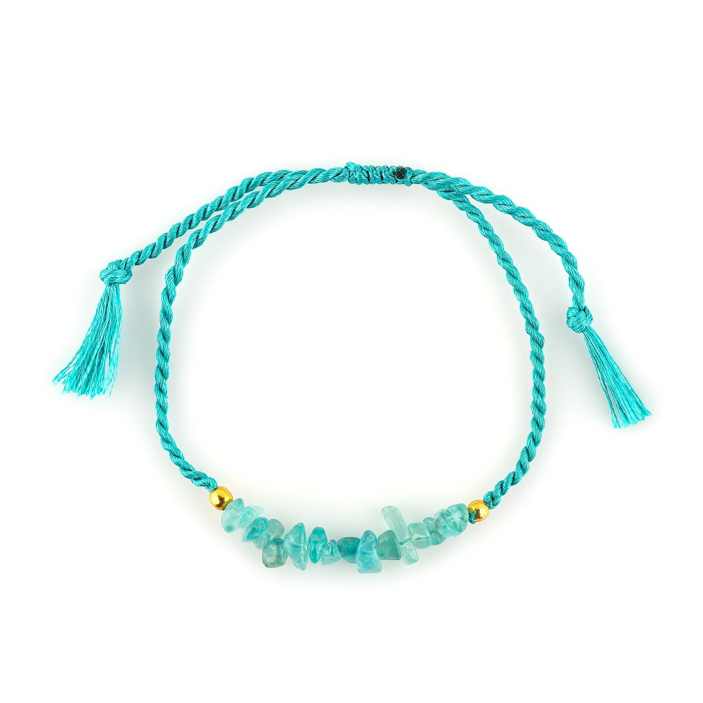 TGH Natural Blue Apatite Chips Braided Bracelet Healing Birthday Resizable Hand Braid Rope Thread Protection Bracelet for Men Women Gemstone Jewelry 7 inch Christmas Gift (Blue Apatite)