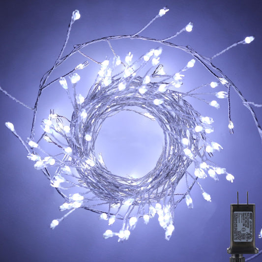 Minetom Fairy Lights - 10Feet 200 LEDs Remote String Lights, Pure White Copper for Ceiling, Bedroom, Christmas Decoration, Model JT-EL/FC045V1000