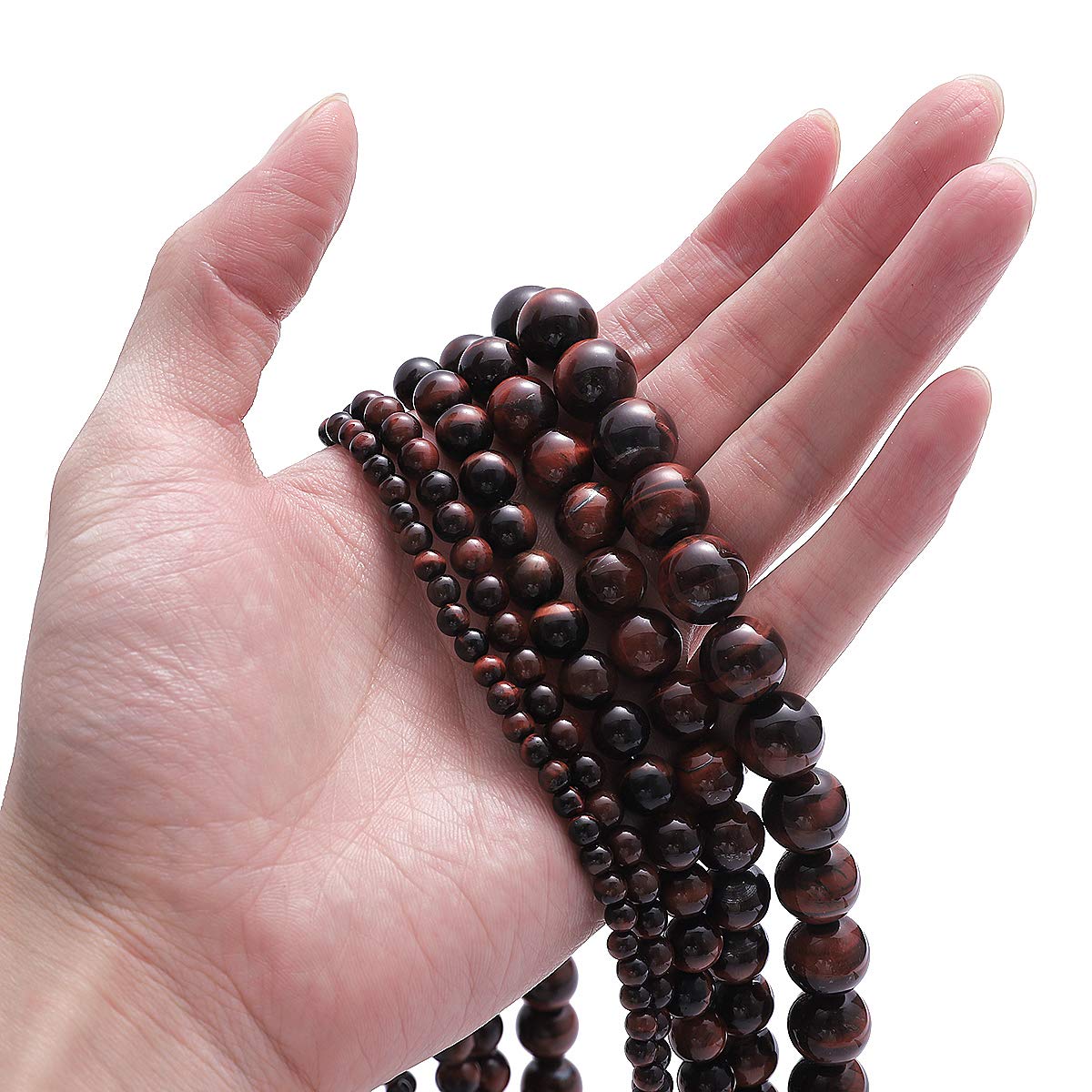 BEADIA Natural Red Tiger Eye Stone Round Loose Semi Gemstone Beads for Jewelry Making 8MM 44PCS