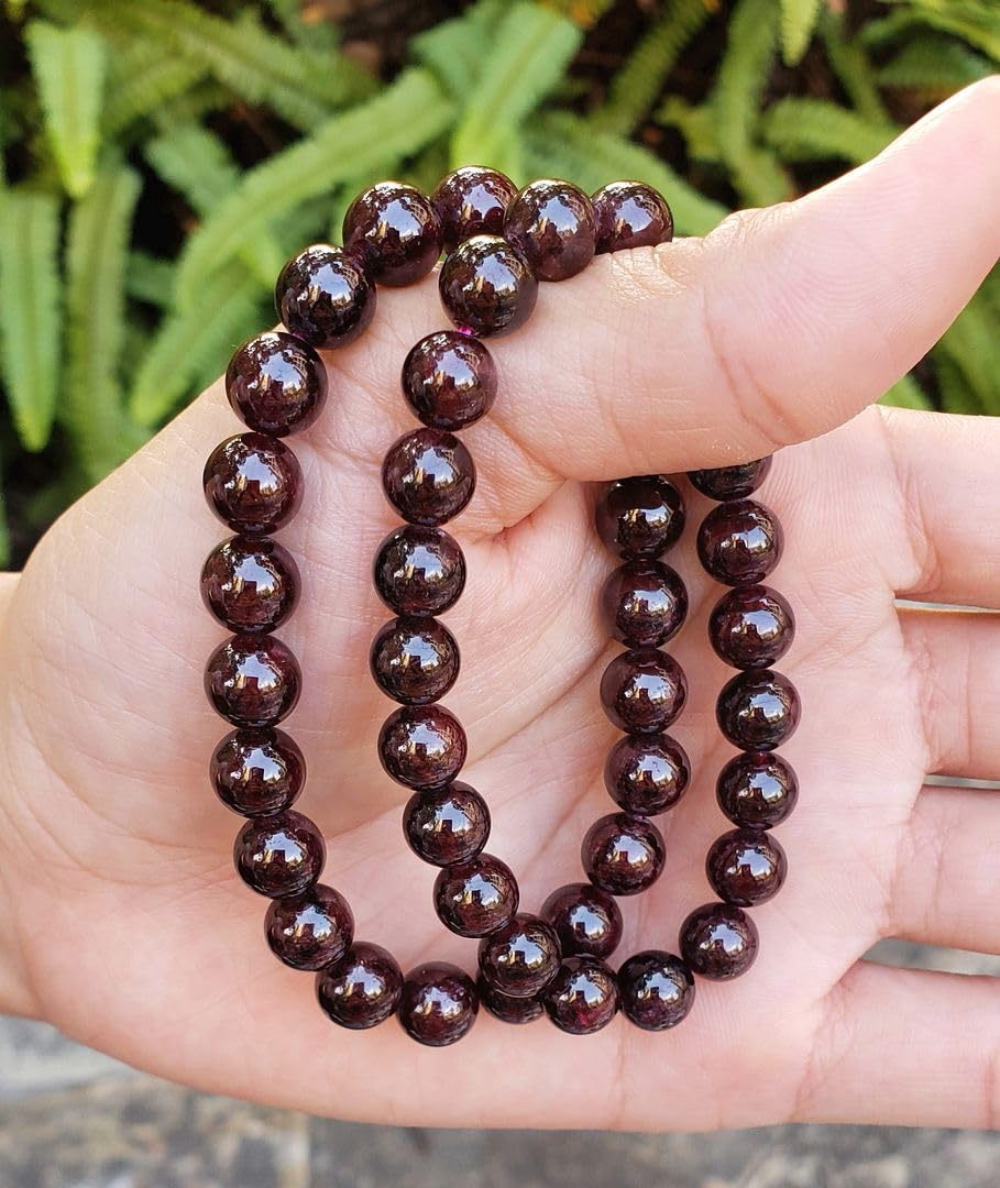 Adabele Real Natural Garnet Bracelet 7.5 inch Stretch Gemstone Beaded Bracelet Chakra Healing Crystal Stone Jewelry Women Mom Gift (Unisex) GB8-B8
