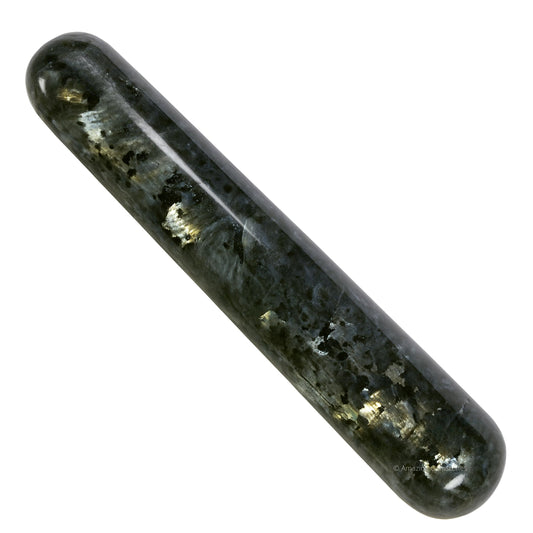 Amazing Gemstone Larvikite Crystal Wand Massage Stick - Pelvic Wand Gua Sha for Adults - Crystals and Healing Stones Massage Wands for Adults Gifts (Smooth)