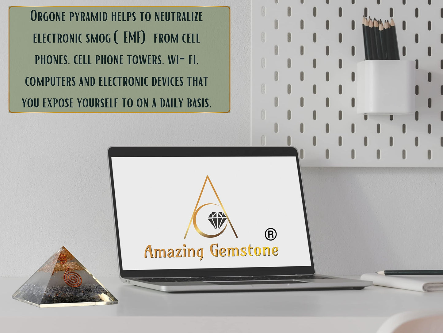 Amazing Gemstone Large Orgone Pyramid | Glow in Dark Iolite Pyramid Crystal | Orgonite Pyramid | Organ Pyramids Positive Energy Healing
