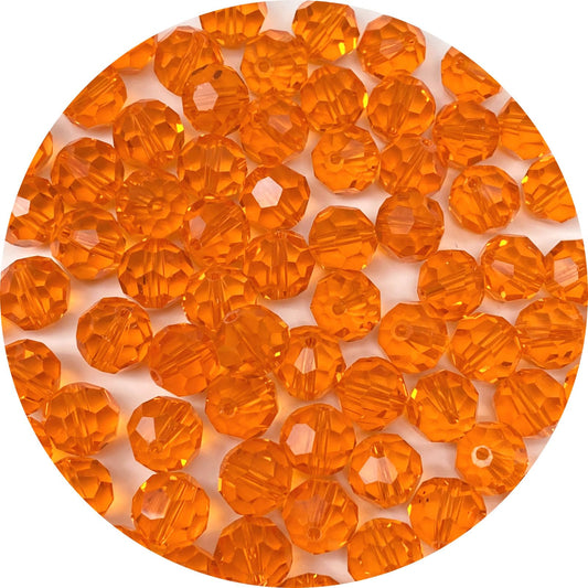 LIMAOLLY 140pcs 8mm Faceted Crystal Glass Beads Round Spacer Beads for Jewelry Making DIY Craft Making Necklace Bracelet Earring Wind Chimes Suncatchers Ornament(512-Tangerine)